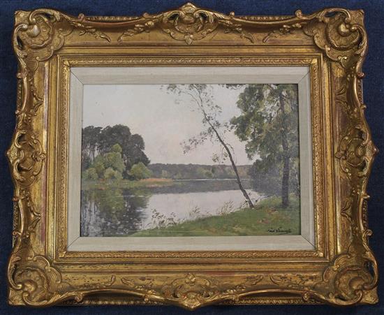 Paul Lecomte (1842-1920) Bord de Riviere, 9.5 x 13in.